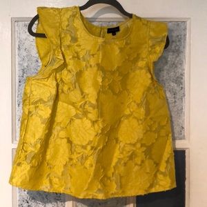Yellow floral embroidered blouse